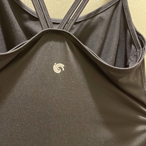 Inmotion black double stripe bathing suit Top with build in sports bra. - Picture 6 of 9